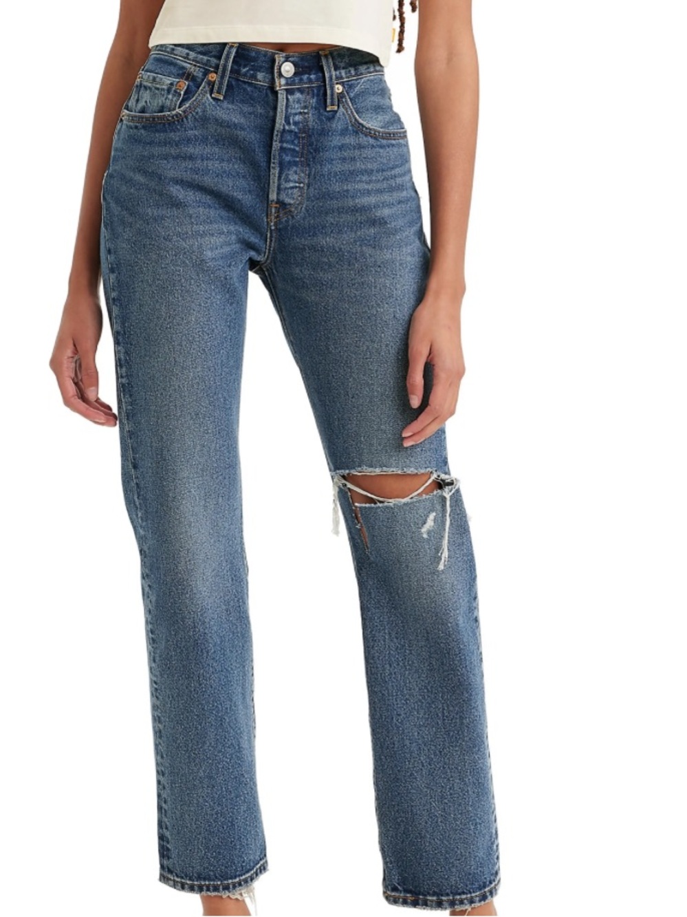 Levi's Distressed Blue Straight-Leg Jeans